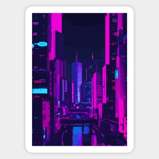 Cyberpunk Cityscape Neon Futuristic City Sticker